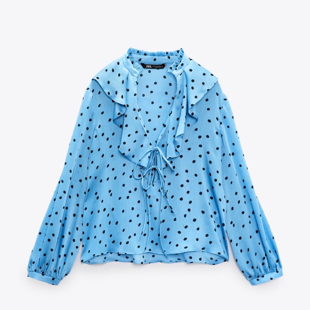 ZARA Polka Dot Blouse with Ruffles